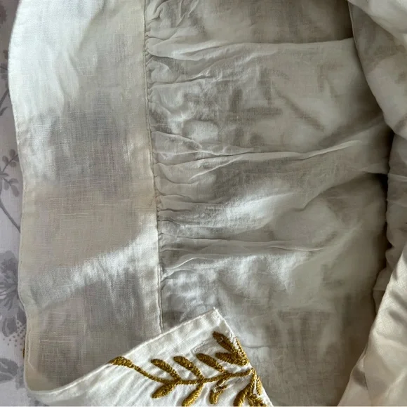 Vanessa Virginia embroidered linen crop with delicate button detail top US 10 - Picture 7 of 14